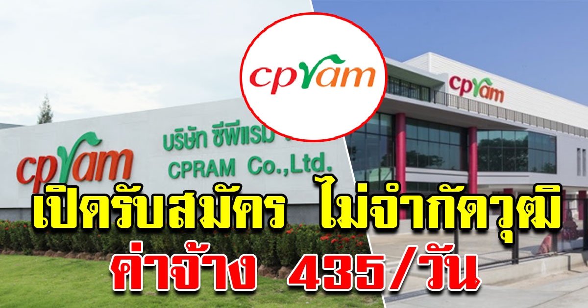 ซีพีแรม เปิดรับสมัครพนักงาน ไม่จำกัดวุฒิ รายได้ 435 ต่อวัน