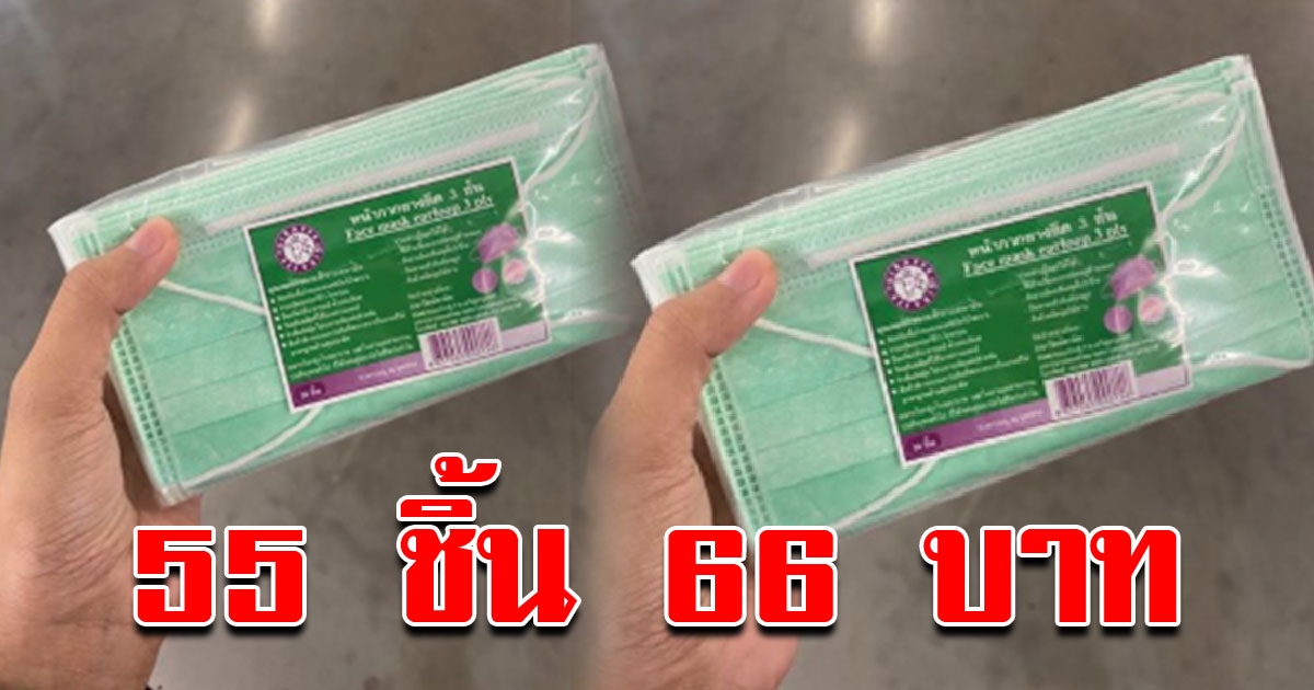 พิกัด ร้านขายหน้ากากอนามัย ราคาประหยัด 55 ชิ้น 66