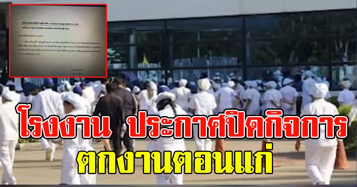 อยู่ต่อไม่ไหว โรงงานที่ชลบุรีประกาศปิดกิจการ พนักงานต้องตกงาน