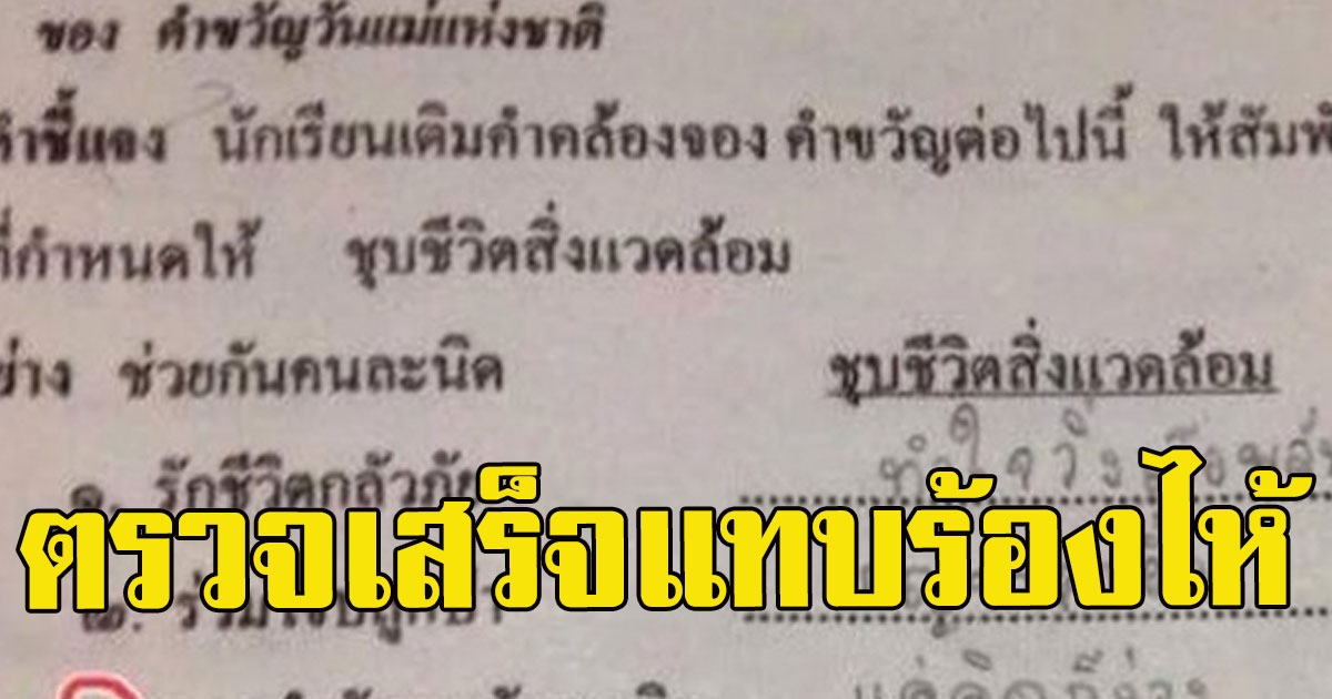 นักเรียน เขียนแบบฝึกหัด